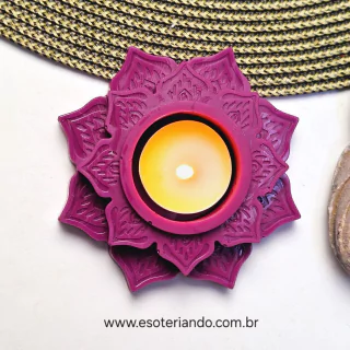Porta velas para velas rechaud flor de lótus Roxo- Em resina