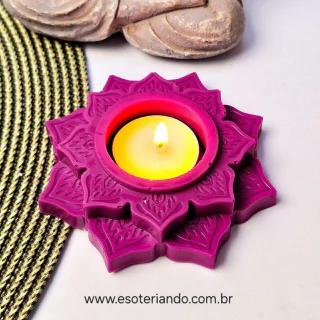 Porta velas para velas rechaud flor de lótus Roxo- Em resina