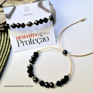 Pulseira vintage Hematita e Murano - modelo artesanal ajustável - pedra de proteção