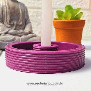 Porta velas artesanal multifuncional com porta cristais/bijuterias - Roxo
