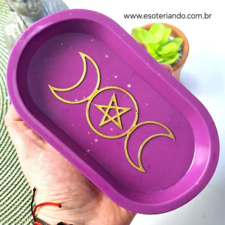 Bandeja Porta Joias oval Roxo Triluna - Em resina