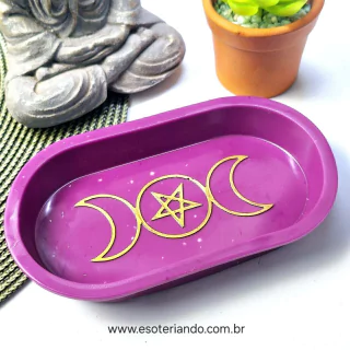 Bandeja Porta Joias oval Roxo Triluna - Em resina