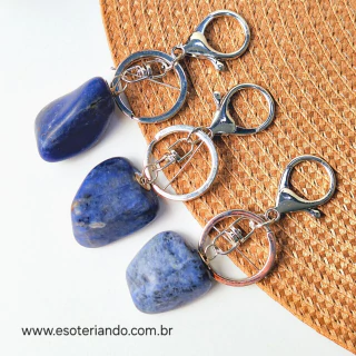 Chaveiro de Sodalita Rolada | intuição e aprendizado | 100% natural | Com argola italiana e mosquetão - comprar online