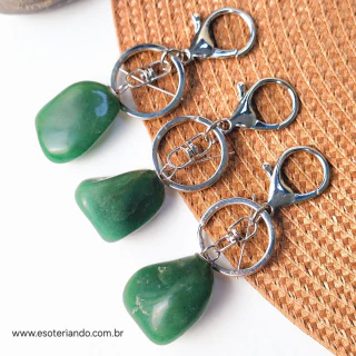 Chaveiro Quartzo Verde rolado | Saúde e Abundância | Pedra 100% natural - comprar online