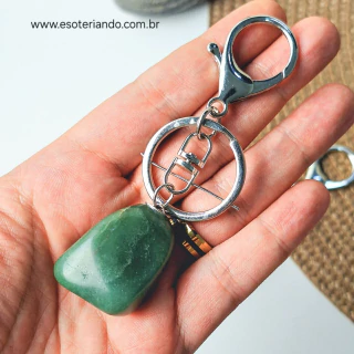 Chaveiro Quartzo Verde rolado | Saúde e Abundância | Pedra 100% natural - comprar online