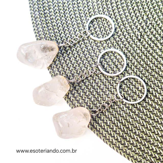 Chaveiro de Quartzo Transparente | 100% natural | Pedra Energizadora e potencializadora | Argola italiana com mosquetão - comprar online