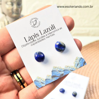 Brinco redondinho Lápis Lazuli rolado | inteligência e sabedoria | 100% natural - comprar online