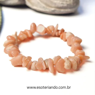 Pulseira cascalho de Opala Rosa natural - Pedra da tranquilidade, do amor e do companheirismo