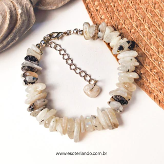 Pulseira cascalho pedra da lua arco íris indiana| pedra da lua verdadeira | sagrado feminino | qualidade super premium - comprar online