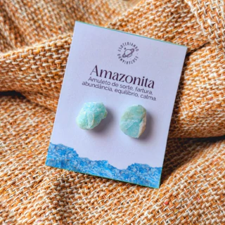 Brinco de pedra natural Amazonita - Sorte e sucesso