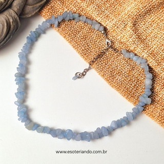 Choker de cristal Agua Marinha 45cm + 5cm de extensor - Paz e calma