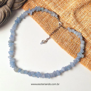 Choker de cristal Agua Marinha 45cm + 5cm de extensor - Paz e calma