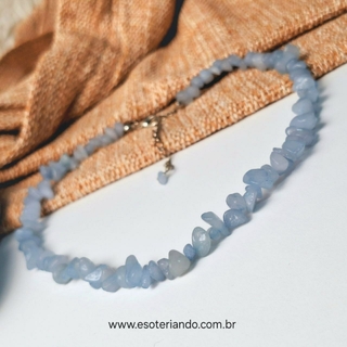 Choker de cristal Agua Marinha 45cm + 5cm de extensor - Paz e calma