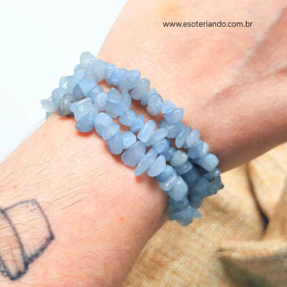 Pulseira cascalho Agua Marinha qualidade extra- Calma e serenidade