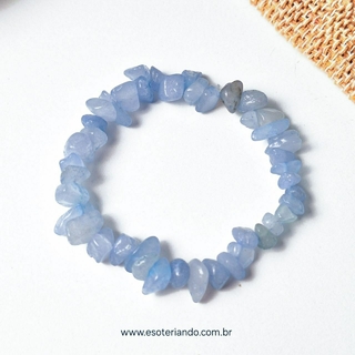 Pulseira cascalho Agua Marinha qualidade extra- Calma e serenidade