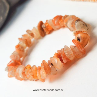 Pulseira cascalho de elastico Pedra do Sol Natural - Brilho pessoal e auto valorização