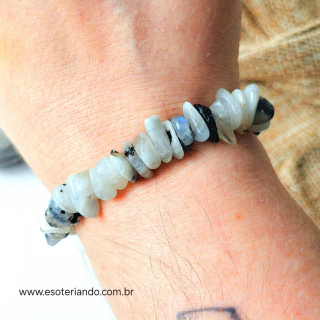 Pulseira de cascalho Pedra da lua verdadeira - Intuição e magia