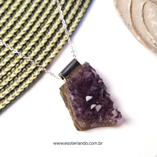 Colar Premium drusa de Ametista | A pedra da transmutação | Artesanal | Aço inox