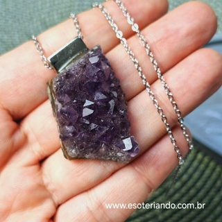 Colar Premium drusa de Ametista | A pedra da transmutação | Artesanal | Aço inox