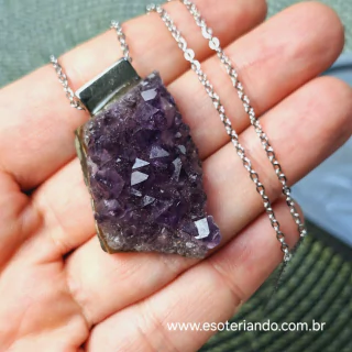 Colar Premium drusa de Ametista | A pedra da transmutação | Artesanal | Aço inox