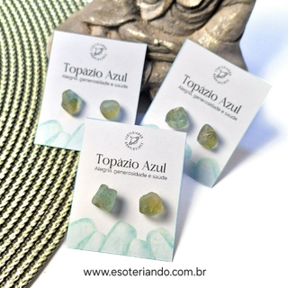 Brincos de Topázio Azul Bruto | Sri Lanka | pedra bruta | 100% natural | pedra da mente