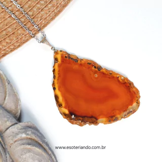 Colar chapa de Ágata Natural | 100% natural | equilíbrio e vitalidade | Peça única