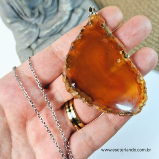 Colar chapa de Ágata Natural | 100% natural | equilíbrio e vitalidade | Peça única