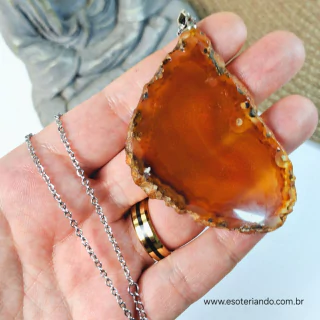 Colar chapa de Ágata Natural | 100% natural | equilíbrio e vitalidade | Peça única