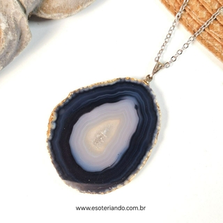 Colar chapa de Ágata Natural Escura | leve o produto da imagem | 100% natural