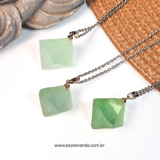 Colar de Fluorita octaendro verde | 100% natural | Equilibrio dos chakras | unitário