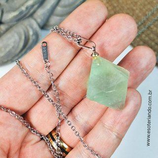 Colar de Fluorita octaendro verde | 100% natural | Equilibrio dos chakras | unitário