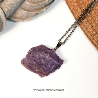 Colar pedra Charoíta bruta | Chama violeta de Saint Germain | peça única