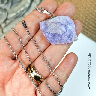 Colar pedra Charoíta bruta | Chama violeta de Saint Germain | peça única