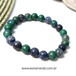 ​​Pulseira esfera Azurita com Malaquita | 8mm | 100% natural | reduz pensamentos negativos