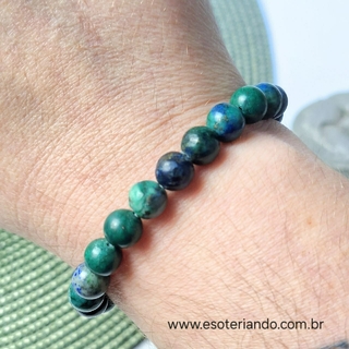 ​​Pulseira esfera Azurita com Malaquita | 8mm | 100% natural | reduz pensamentos negativos