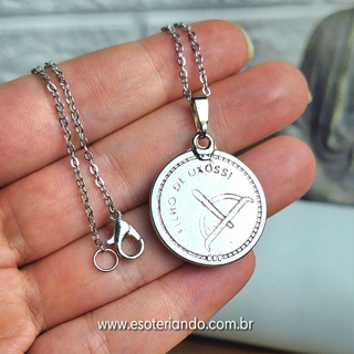 Colar Orixá Oxóssi prateada