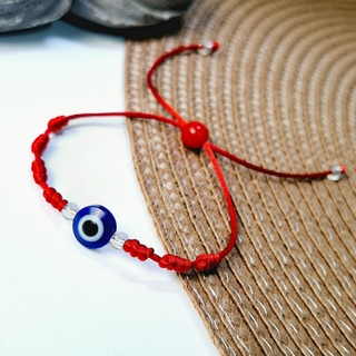 Pulseira 7 nós com pingente olho grego Delicada com Fio 1mm Fino - comprar online