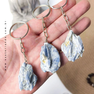 Chaveiro drusa Cianita Azul | Pedra de Arcanjo Miguel | Proteção espiritual forte - comprar online