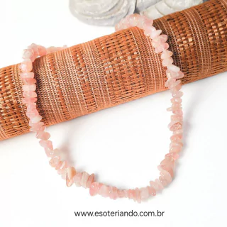 Choker cascalho de Quartzo Rosa | Qualidade Super Premium | Amor próprio e autoestima | 100% natural