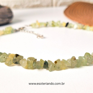 Choker cascalho Prehnita com Epidoto | Calma e Paciência | 100% natural | qualidade extra
