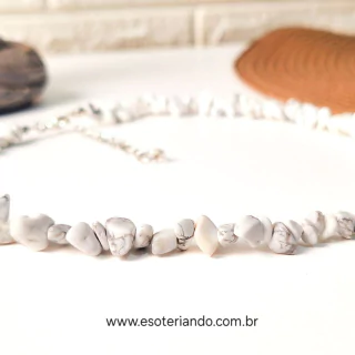 Choker cascalho de Howlita | 100% natural | Cristal de paz e combate a ansiedade | qualidade super extra