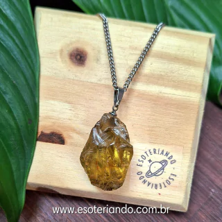 Colar Green Gold bruta - lei da atração - peça única