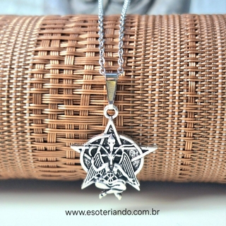 Colar delicado em Aço Inoxidável e pingente de Baphomet