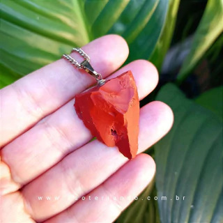 Colar de pedra Jaspe vermelho Bruta - Peça Única