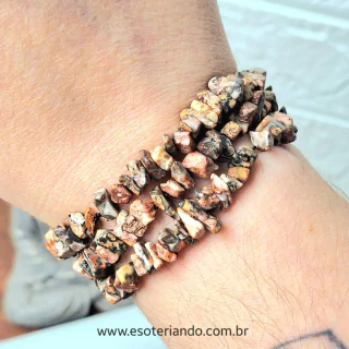 Pulseira de pedra em cascalho Jaspe Leopardita