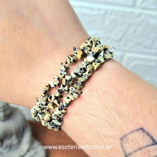 Pulseira de Cascalho de Jaspe Dálmata