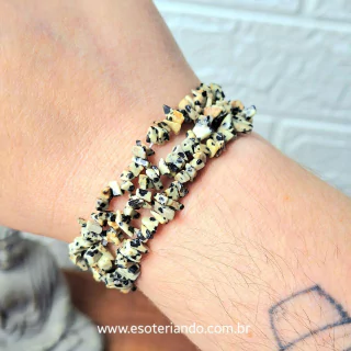 Pulseira de Cascalho de Jaspe Dálmata