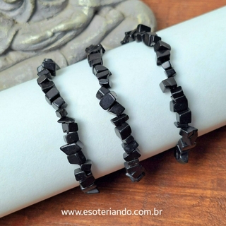Pulseira em cascalho cubico de Ônix preto - Escudo protetor