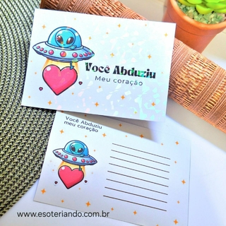 Cartão para presente Você Abduziu meu coração Holográfico