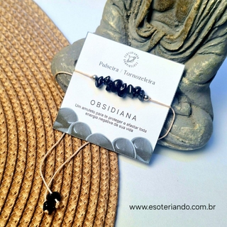 Pulseira Tornozeleira delicada Obsidiana preta - proteção